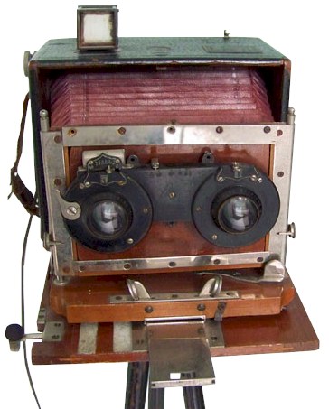 appareil photo stéréoscopique panoptique 3d 1870 à plaques de verre