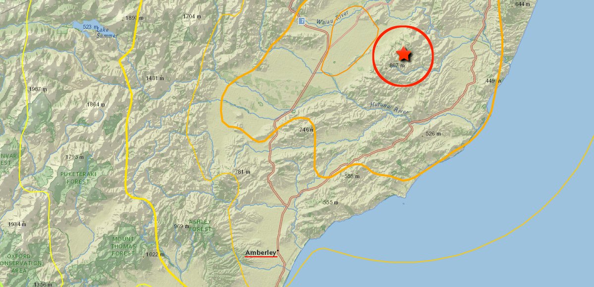 tremblement de terre Amberley Nouvelle Zélande